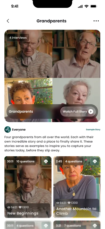 A “Grandparents” story with four interviews