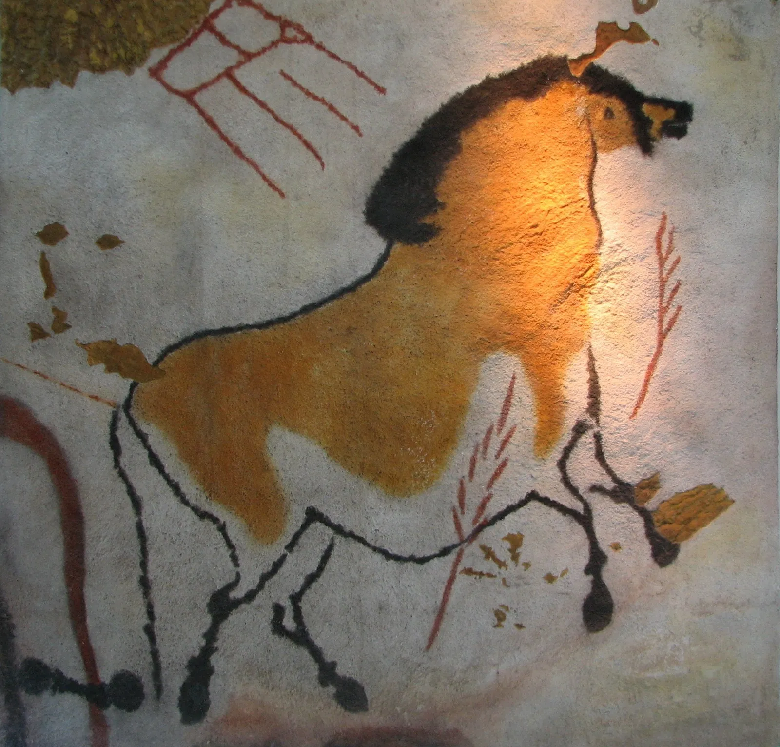 A painted horse from the Lascaux cave paintings in France