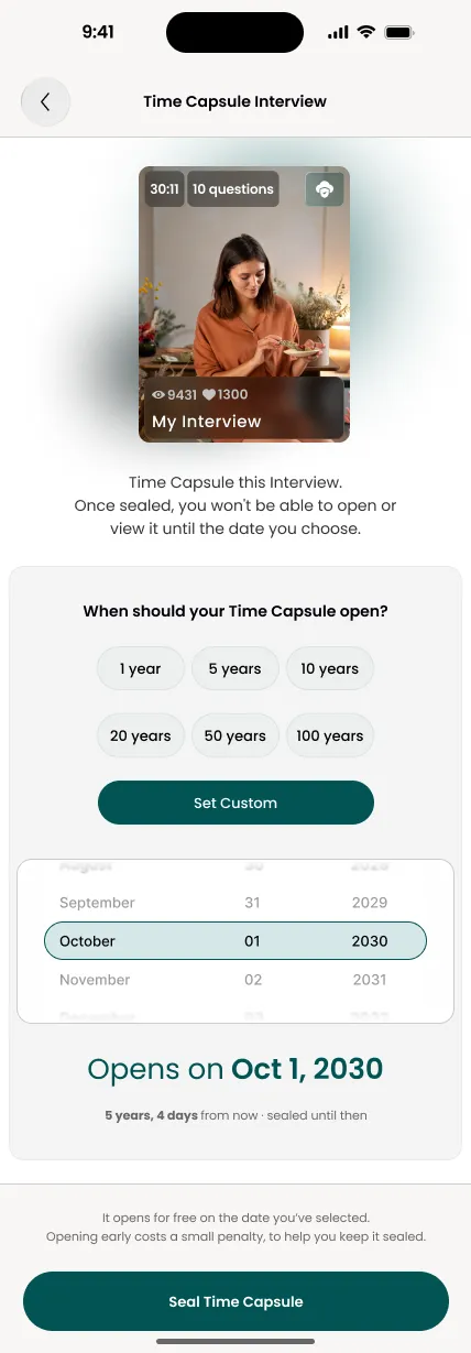 Choosing when a time capsule opens