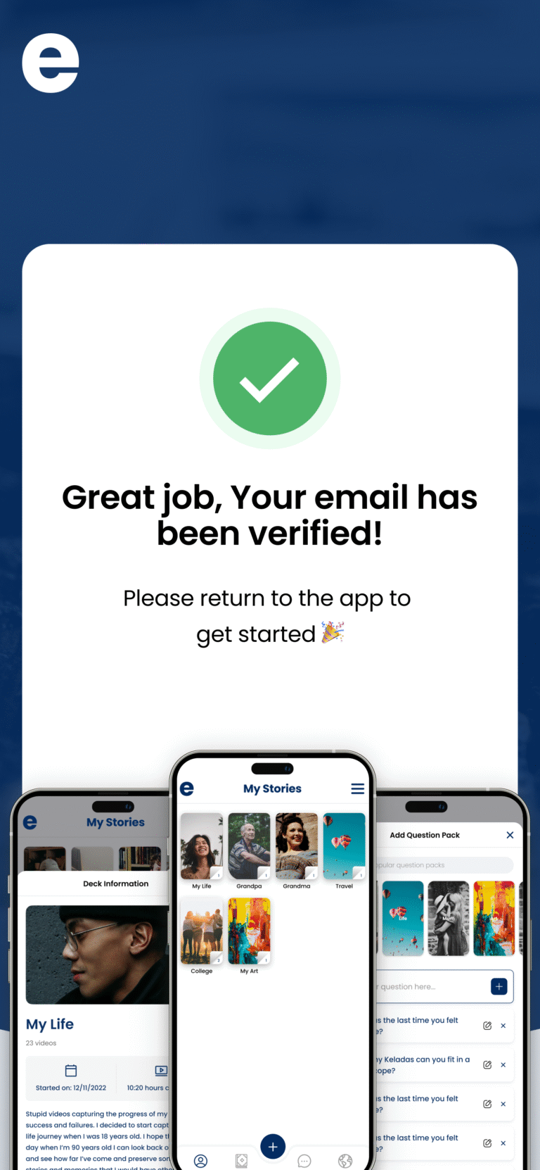 Great job, your email has been verified! Please return to the app to continue.